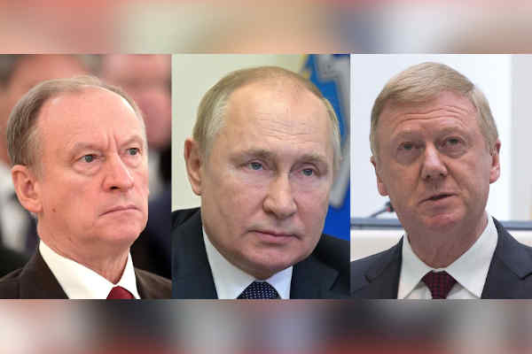 Od lewej: Nikołaj Patruszew , Władimir Putin, Anatolij Czubajs, fot. Wikipedia
